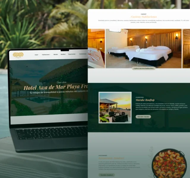 Diseño web hotel boutique Awa de Mar mostrando experiencia visual enfocada en reservas directas