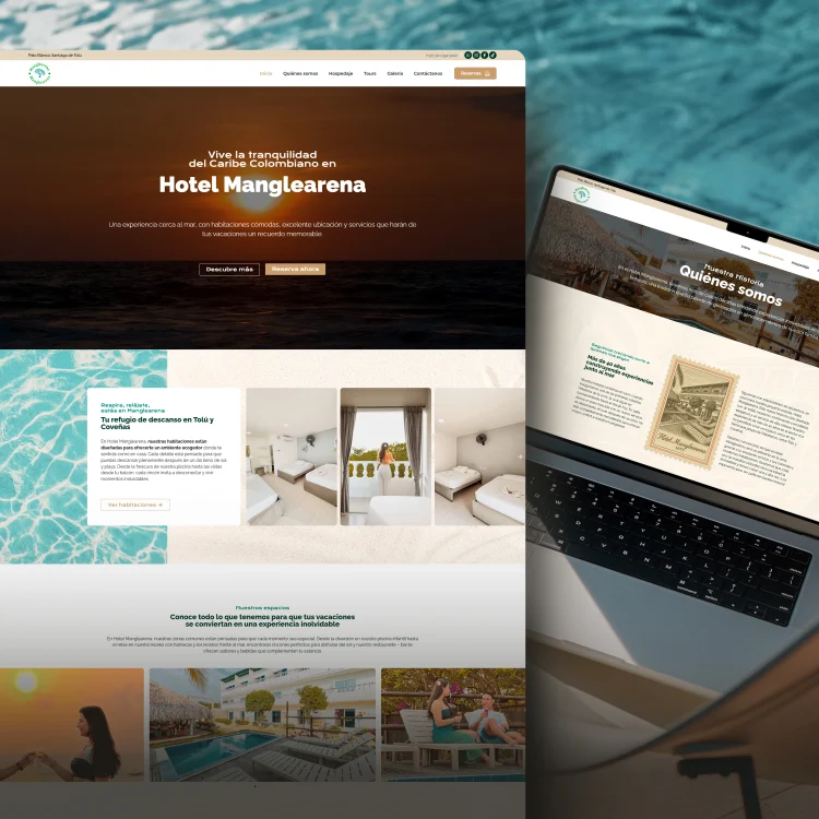Diseño web hotel Tolú Manglearena mostrando presencia digital profesional y estratégica