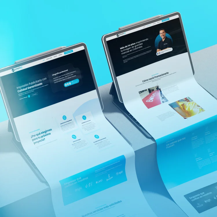 Diseño de homepage del sitio web corporativo Promocionarte